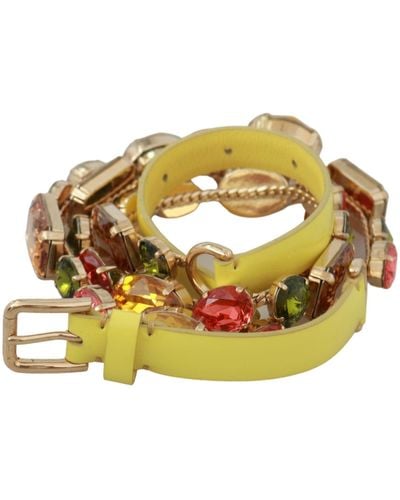 Dolce & Gabbana Yellow Multicolor Crystals Waist Belt - Metallic
