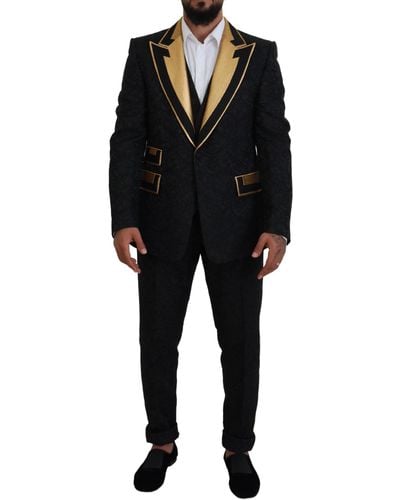 Dolce & Gabbana Elegant Silk Blend 3-Piece Suit - Black