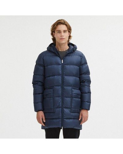 Centogrammi Elegant Blue Hooded Jacket With Duck Feather Padding