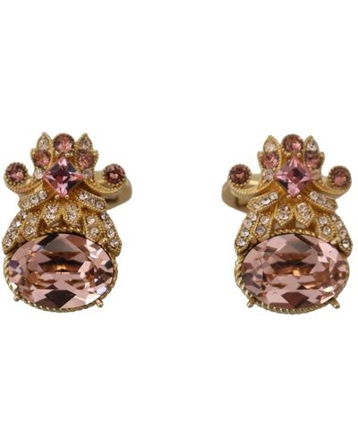 Dolce & Gabbana 925 Sterling Silver Pink Crystal Cufflinks - Black