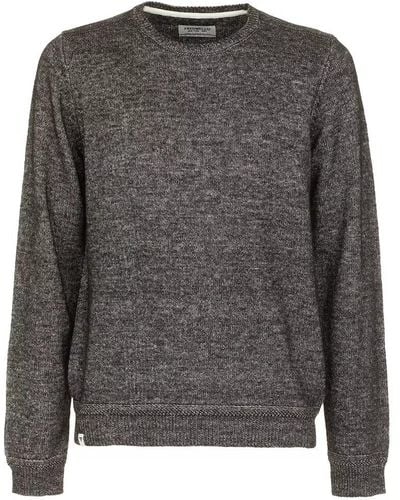 Fred Mello Anthracite Crew Neck Cotton Blend Sweater - Gray