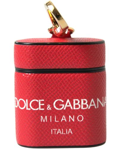 Dolce & Gabbana Elegant Calf Leather Airpods Case - Red