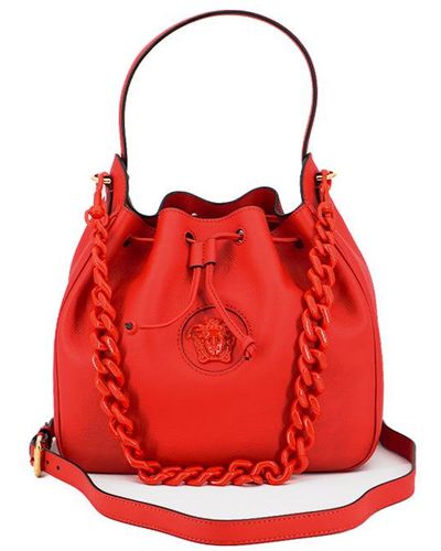 Versace Red Calf Leather Hobo Shoulder And Handbag
