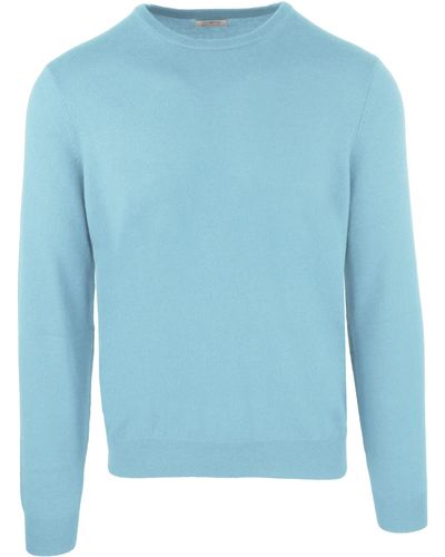 Malo Sky Blue Cashmere And Wool Roundneck Sweatshirt