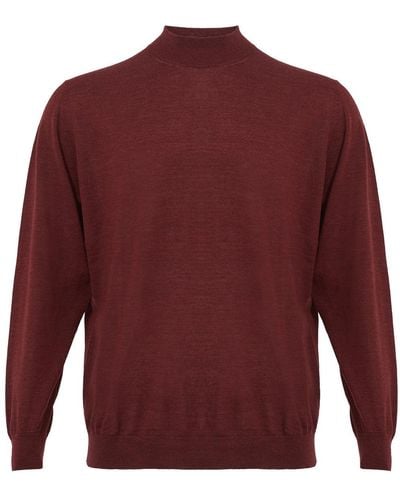 Colombo Bordeaux Cashmere Mock Neck Sweater - Red