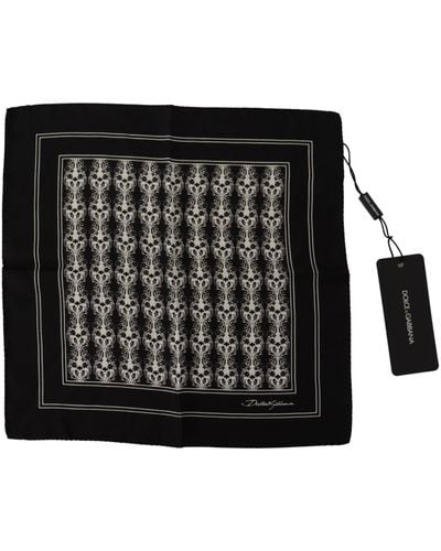 Dolce & Gabbana Printed Square Handkerchief Scarf - Black