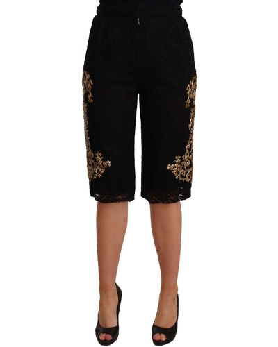 Dolce & Gabbana Elegant Knee Length Designer Shorts - Black