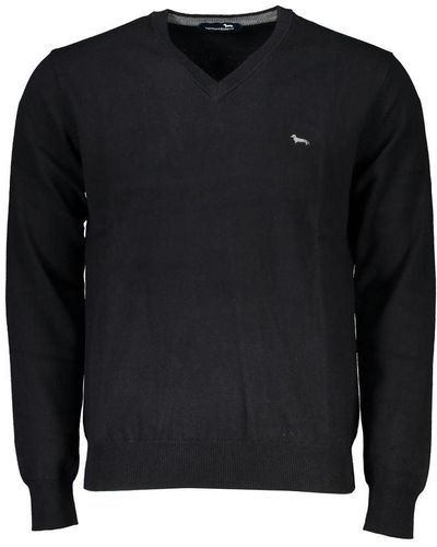 Harmont & Blaine Elegant V-Neck Embroidered Sweater - Black
