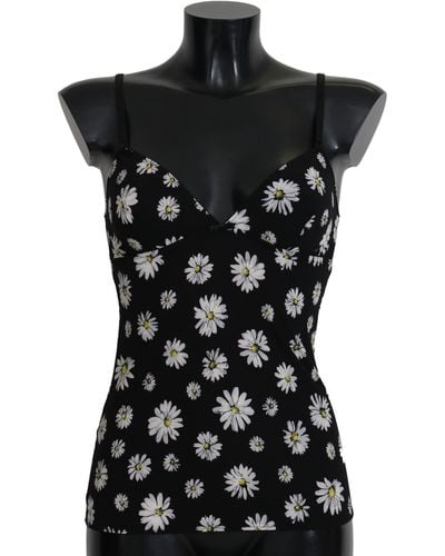 Dolce & Gabbana Dolce Gabbana Daisy Print Dress Lingerie Chemisole - Black