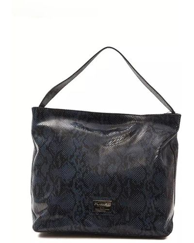 Pompei Donatella Elegant Python Print Leather Shoulder Bag - Black