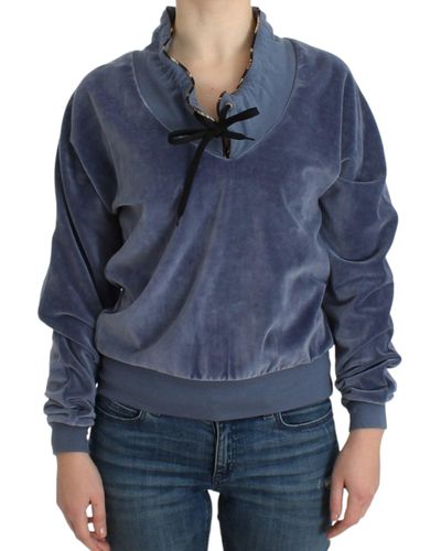 Cavalli Velvet Cotton Sweater - Blue
