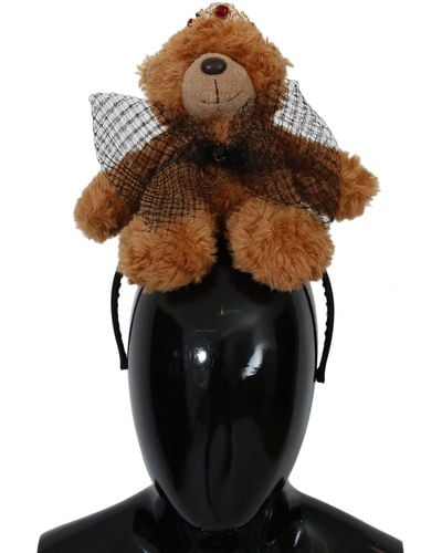 Dolce & Gabbana Teddy Bear Crystal Crown Hair Band - Black