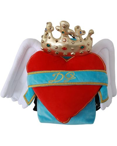 Dolce & Gabbana King's Angels Backpack In Faux Fur - Red