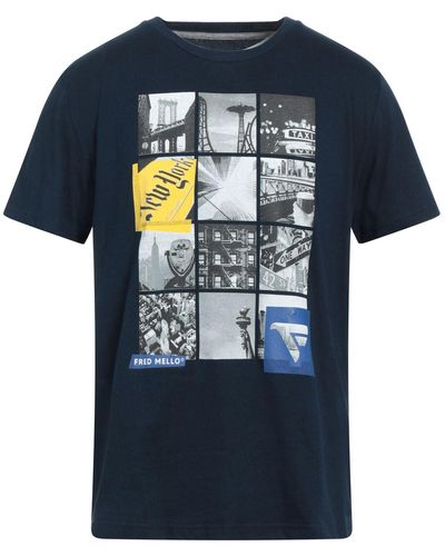 Fred Mello Blue Cotton T-shirt