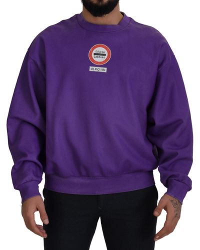 Dolce & Gabbana Elegant Cotton Crewneck Sweater - Purple