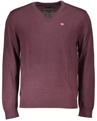 Napapijri Timeless Wool V-Neck Sweater - Purple