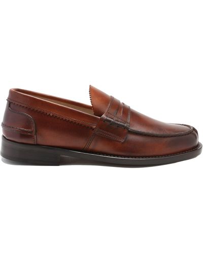 Saxone Of Scotland Elegant Natural Calf Leather Loafers - Brown