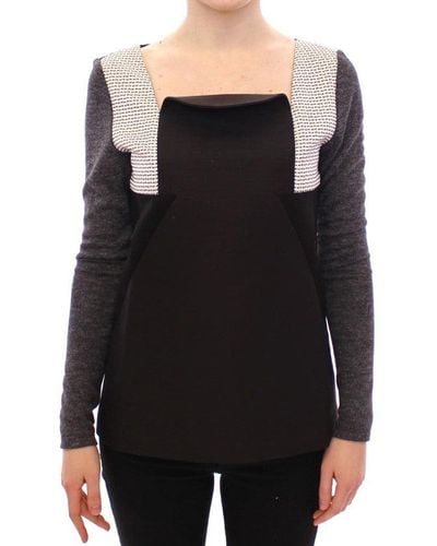 Kaale Suktae Chic Tri-Tone Long Sleeve Sweater - Black