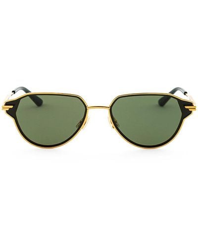 Bottega Veneta Elegant Golden Metal Sunglasses With Lens - Green