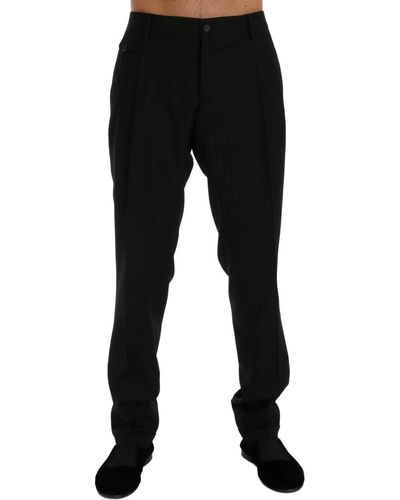 Dolce & Gabbana Dolce Gabbana Wool Stretch Dress Formal Pants - Black
