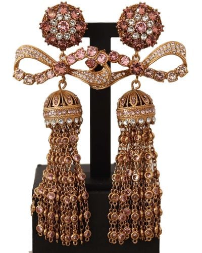 Dolce & Gabbana Elegant Antique Bow Earrings - Brown