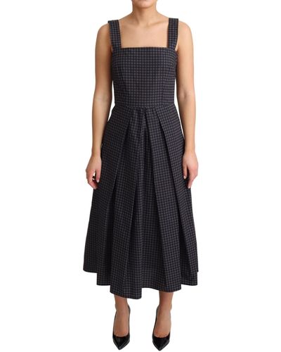 Dolce & Gabbana Dotted Cotton A-line Gown Dress - Black