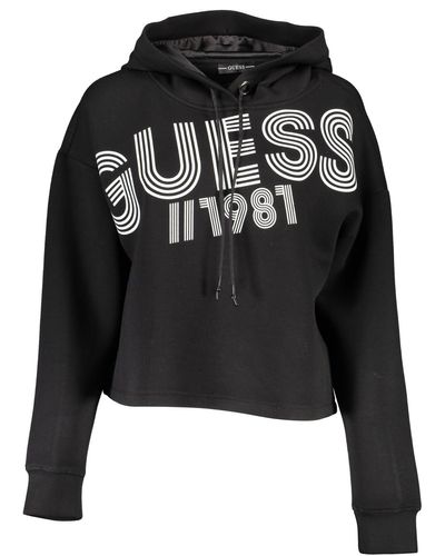 Guess Chic Hooded Sweatshirt With Logo Print - Black