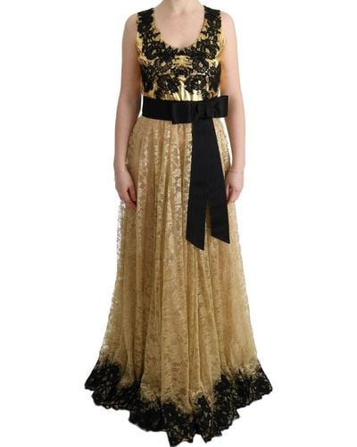 Dolce & Gabbana Black Floral Lace Dress - Natural