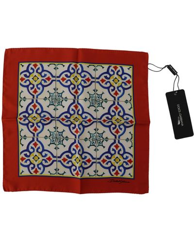 Dolce & Gabbana Multicolor Majolica Pattern Square Handkerchief - Red