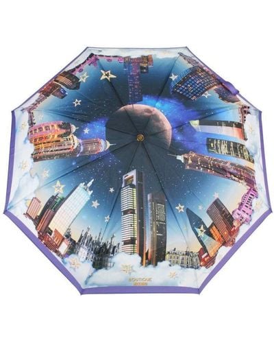 Boutique Moschino Elegant Romantic City Auto Umbrella - Blue