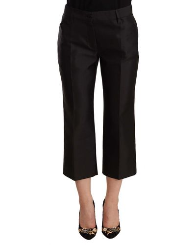 Dolce & Gabbana Chic Silk Cropped Pants - Black