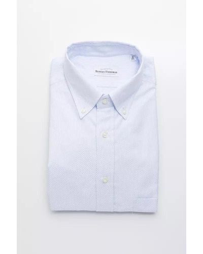 Robert Friedman Elegant Light Blue Cotton Shirt For Men