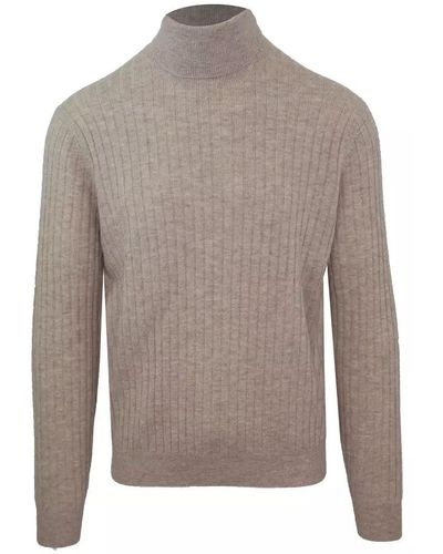 Malo Cashmere-Wool Blend Turtleneck Sweater - Gray