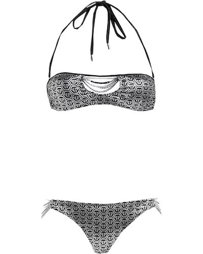 Philipp Plein Bandeau Bikini In With Lurex Effect - White