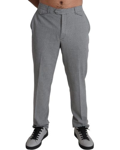 Bencivenga Gray Wool Checkered Dress Formal Trouser Pants