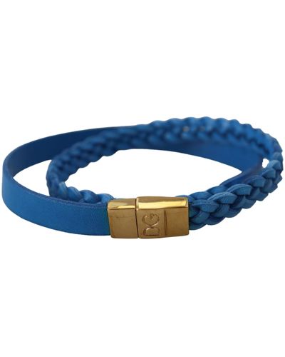 Dolce & Gabbana Elegant Leather Wrap Bracelet - Blue