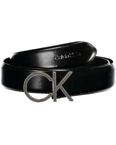 Calvin Klein Elegant Leather Belt With Metal Buckle - Black
