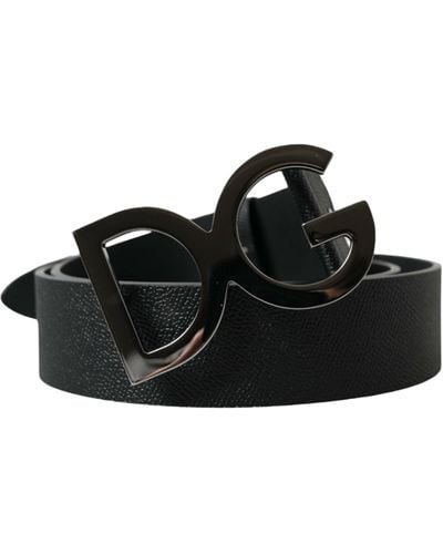 Dolce & Gabbana Elegant Leather Belt With Metal Buckle - Black