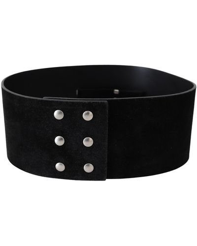 Gianfranco Ferré Elegant Leather Wide Belt With Tone Buckle - Black