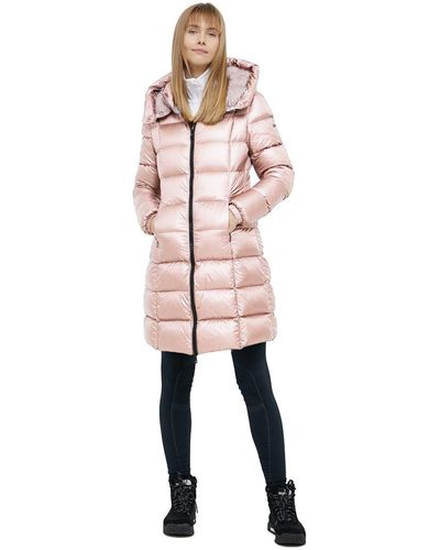 Refrigiwear Elegant Pink Long Down Jacket With Maxi Hood