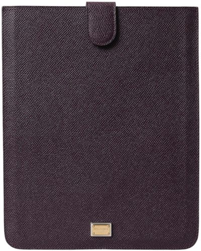 Dolce & Gabbana Elegant Leather Tablet Pouch - Purple