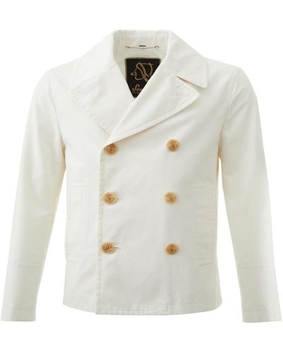 Sealup Elegant Marine Style Double Breasted Jacket - White