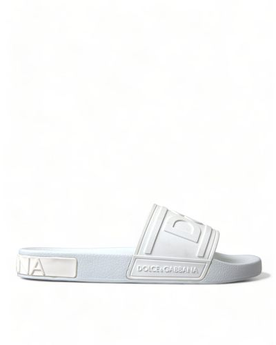 Dolce & Gabbana White Rubber Sandals Slippers Beachwearshoes