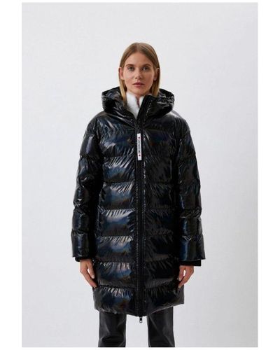 Love Moschino Long Down Jacket With Painted Effect - Blue