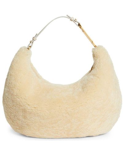 Off-White c/o Virgil Abloh Off- Cream Shearling Wool Chic Shoulder Bag - Natural