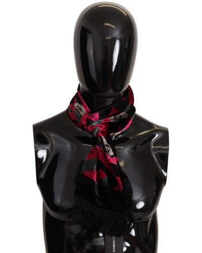Dolce & Gabbana Multicolor Dg Logo Print Shawl Wrap Fringe Scarf Viscose - Black