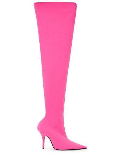 Balenciaga Over The Knee Neon Boot - Pink