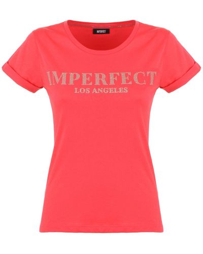 Imperfect Chic Cotton Logo Tee For - Red