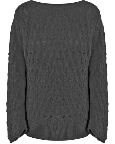 Malo Chic Diamond-Pattern Wool-Cashmere Sweater - Gray