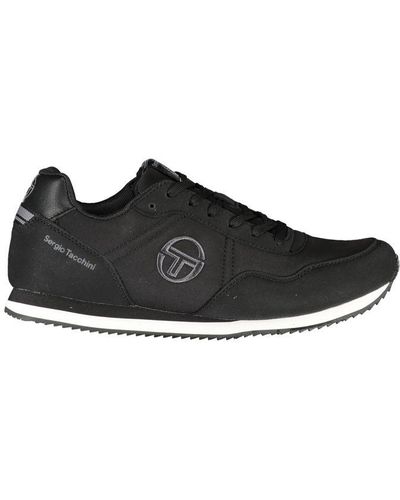 Sergio Tacchini Elegant Embroidered Sneakers With Laces - Black